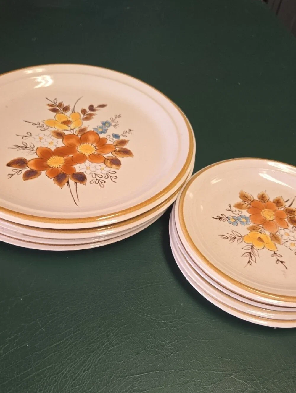 Mikasa Floral Stoneware Plates in Cream, Brown, Yellow and Blue